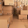 Many Stacks of Cardboard Boxes,