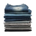 Many stacks of jeans