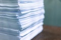 Many stacks of paper placed in the office. Royalty Free Stock Photo