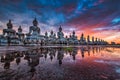 Many Statue buddha image at sunset in southen of Thailand Royalty Free Stock Photo