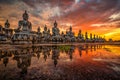 Many Statue buddha image at sunset in southen of Thailand Royalty Free Stock Photo