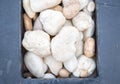 Many stones are lined up. Assemble into the background.White stone background picture