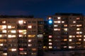 Many-storied buildings at night