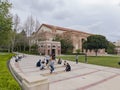 Many student playing in front of Student Activities Center of UCLA