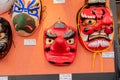 many styles of traditional Japanese masks for sell to be a souvenir in a shop at Asakusa temple Tokyo, Japan February 7,2020 Royalty Free Stock Photo