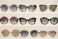 Many sunglasses on display in shop. Display of colorful sunglasses for sale in a street Royalty Free Stock Photo