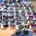 Many sunglasses outdoor market shop Royalty Free Stock Photo