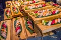 Many sushi dishes for catering