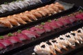 Many of sushi Japanese food prepare for serving customer