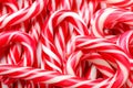 Many sweet Christmas candy canes as background, closeup Royalty Free Stock Photo