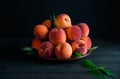 Many sweet peaches in a plate