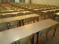 Many tables and chairs in the auditorium Royalty Free Stock Photo