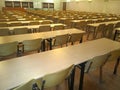 Many tables and chairs in the auditorium Royalty Free Stock Photo