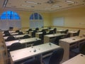 Many tables and chairs in the lecture room Royalty Free Stock Photo