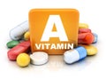 Many tablets and vitamin A Royalty Free Stock Photo