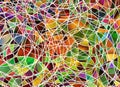 Many tangled lines on multicolored backgrounds