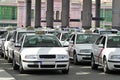 Many taxis waiting for passenger