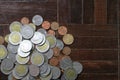 Many of Thai Baht silver and gold coins for business, finance and banking concept. Royalty Free Stock Photo