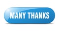 many thanks button. sticker. banner. rounded glass sign Royalty Free Stock Photo
