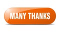 many thanks button. sticker. banner. rounded glass sign Royalty Free Stock Photo