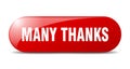 many thanks button. sticker. banner. rounded glass sign Royalty Free Stock Photo