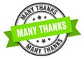 many thanks label sign. round stamp. band. ribbon Royalty Free Stock Photo