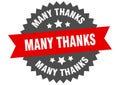 many thanks sign. many thanks round isolated ribbon label. Royalty Free Stock Photo