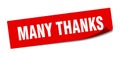 many thanks sticker. square isolated label sign. peeler Royalty Free Stock Photo