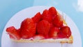 Many thick strawberries make a delicious cake