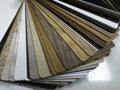 many thin wooden samples for interior Royalty Free Stock Photo
