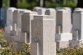 Many tombs in rows, graves on military cemetery