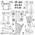 Many tool music doodles stock collection Royalty Free Stock Photo