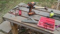 Many tools to make carpentry jobs Royalty Free Stock Photo