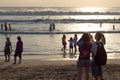 Many tourist were on the beach during sunset time, Bali Indonesia