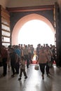 Many tourists from doorway of Forbidden Ci