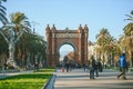 Many tourists near the Arc de Triomphe, Barcelona, Spain
