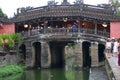 Japanese Bridge or Chua Cau with lots of tourists, in Hoi An,Vietnam Royalty Free Stock Photo