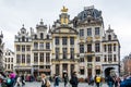 Many tourists visit the most memorable landmark in brussels, Grand-Place. Grande square Grote Markt is the central square of Royalty Free Stock Photo