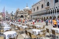 Many tourists visiting Piazzetta San Marco (St Marks Square) and Colonna di San Marco in Venice Royalty Free Stock Photo