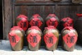 Many traditional Chinese wine jars