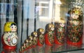 Many traditional Russian matryoshka dolls