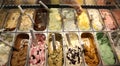Trays of icecream in the italian ice cream shop