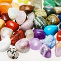 Many tumbled natural mineral gemstones Royalty Free Stock Photo