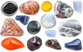 Many tumbled ornamental gem stones isolated Royalty Free Stock Photo