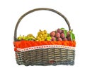Many types of fruit on basket Royalty Free Stock Photo