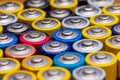 Many used AA electric batteries