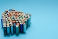 Many used batteries from different manufacturers. Old batteries for recycling Royalty Free Stock Photo