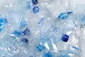 Many used plastic bottles as background, top view. Recycling problem Royalty Free Stock Photo