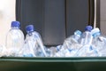 Many used plastic bottles in trash bin, closeup. Recycling problem Royalty Free Stock Photo