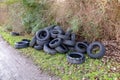 Used tires as garbage at open area without proper recycling